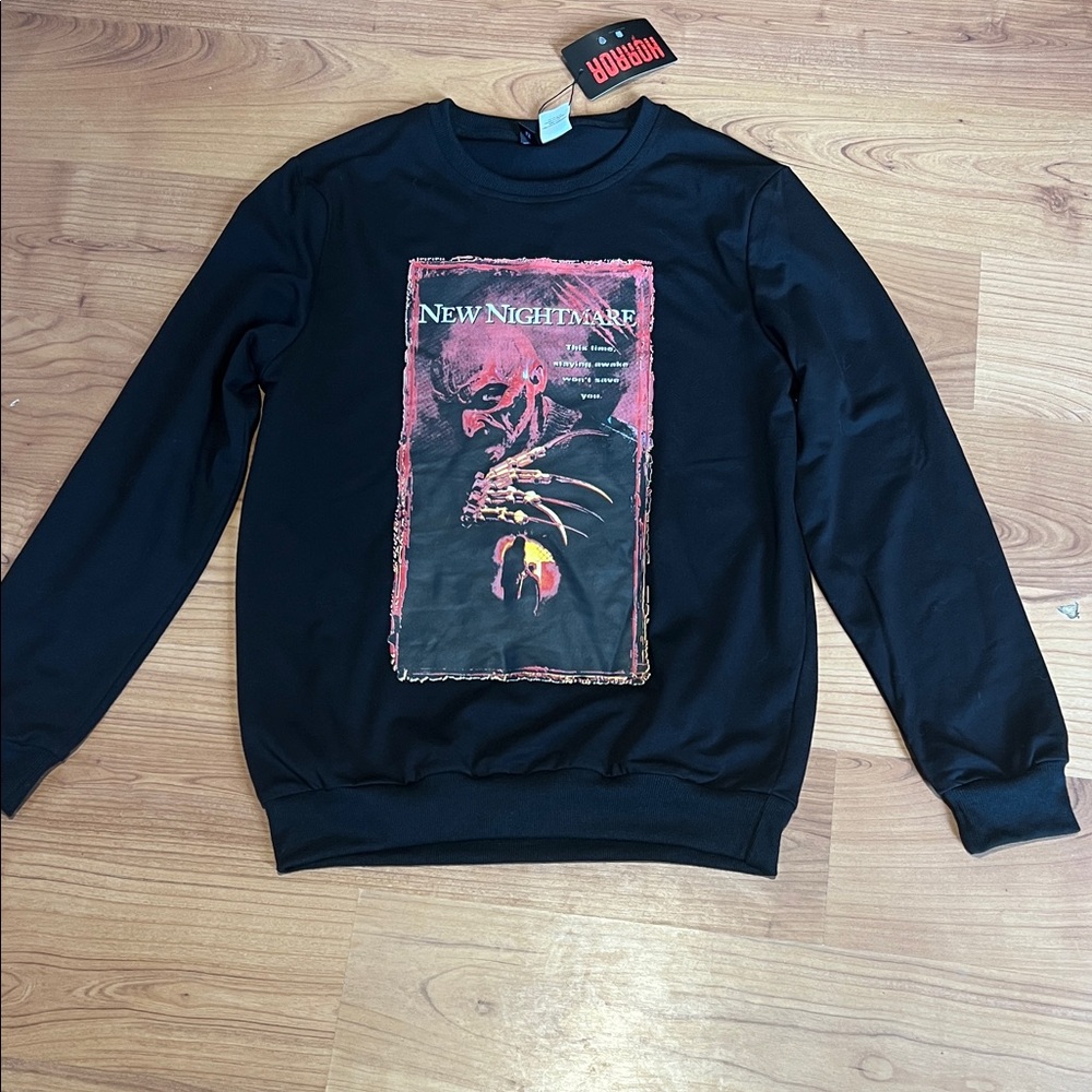 New Nightmare on elm street Freddy Black S  Crewneck Sweatshirt nwt horror